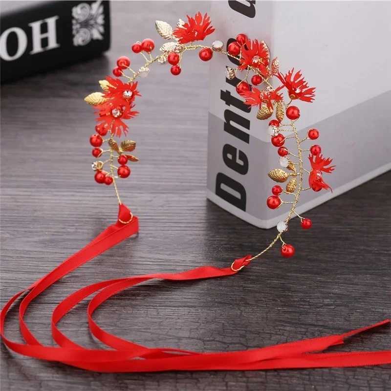 Pearl Flower Chain Hair Band Fairy Headdress Wedding Decoration Chinese Style Brides Hair AccessoriesX240913