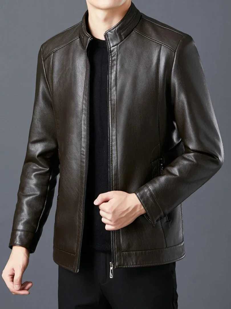 2023 Men Leather Suit Jacket Men Slim Fit Blazer Coat Men Fashion Leather Jacket Streetwear Casual Blazer Jacket Male OuterwearX240913