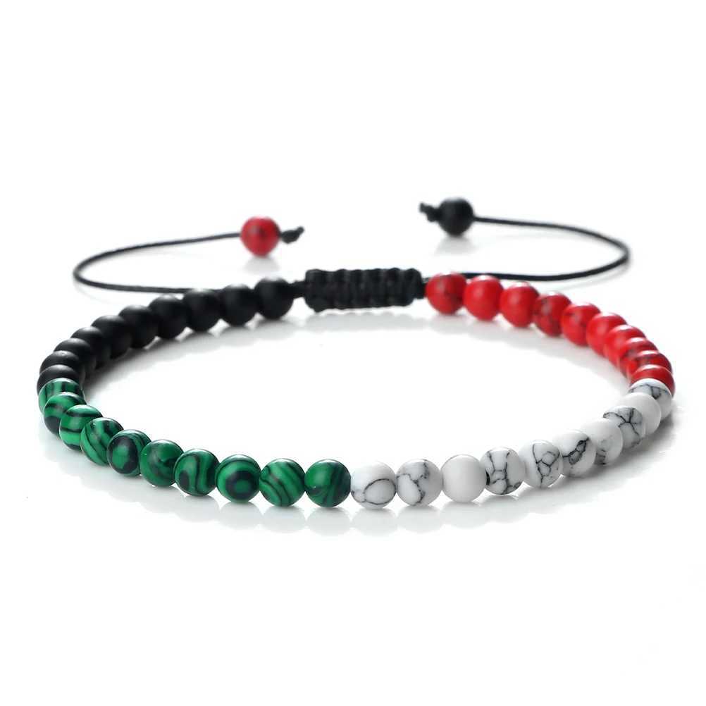 Fashionable Palestinian flag color natural stone bead bracelet mens adjustable Asian countries womens bracelet jewelry friend W240913