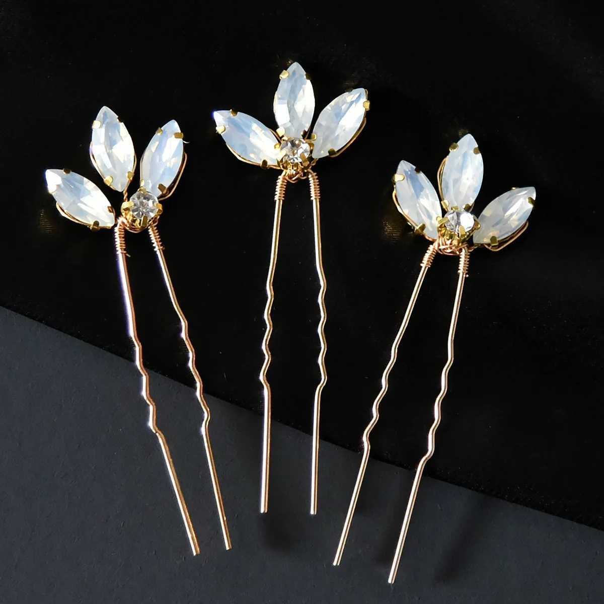 3Pcs Bridal Tiaras U-shaped Hairpin Forks For Women Crystal Silver Color Hair Clips Girls Side Pins Crowns Wedding Hair JewelryX240913