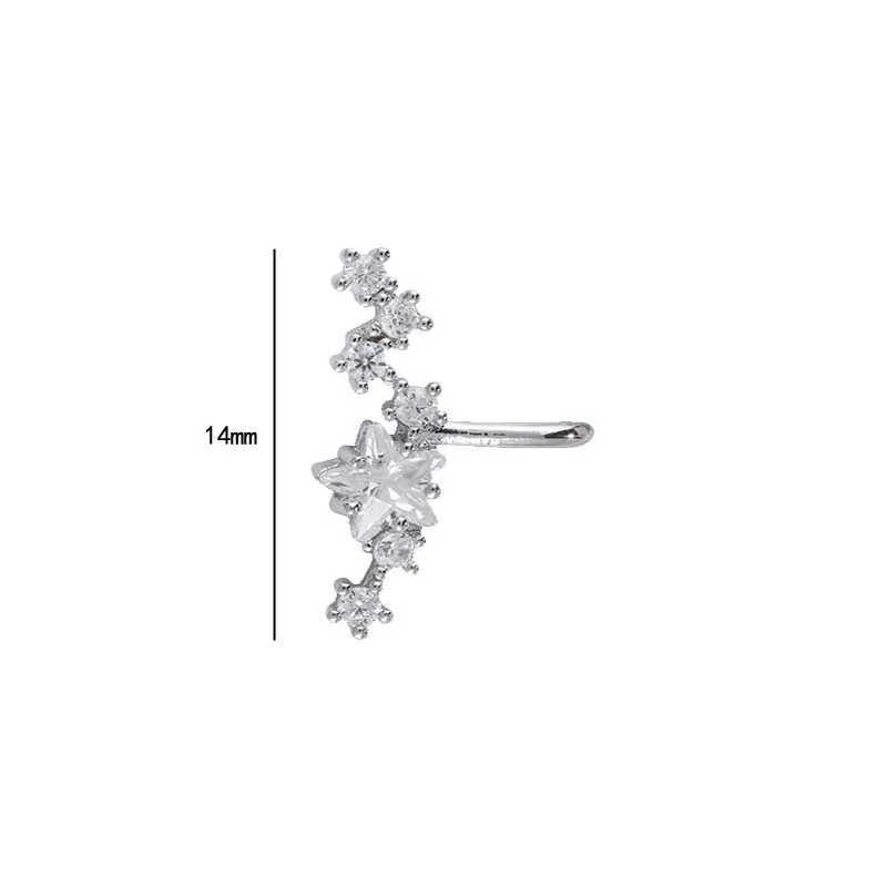 Elviragirl 1Pcs Stars Five-Pointed Star Zircon Earring Flowers Inlaid No Ear Hole Ear Clip on Earring for Girl Women GiftsX240913