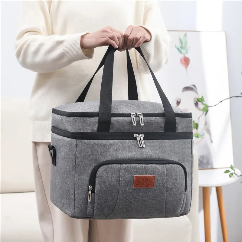 Insulated cooler lunch bag picnic car ice Bolsa Termica Loncheras Para outdoor doublelayer waterproof Oxford box 240910