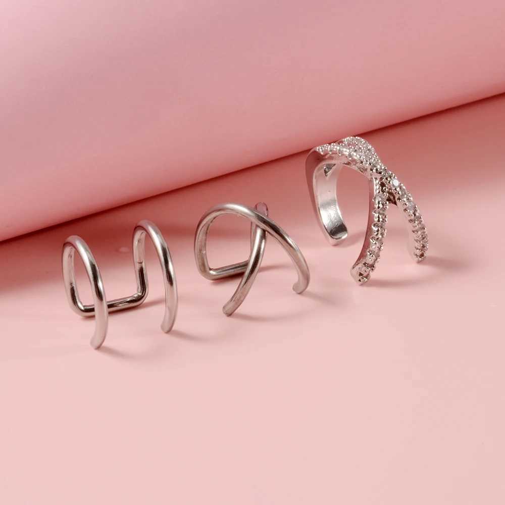 Free Shipping 3PC Surgical Steel Ear Cuff Earrings Fake Piercing Helix Cartilage Cuff Earrings Jewelry for Women ManX240913