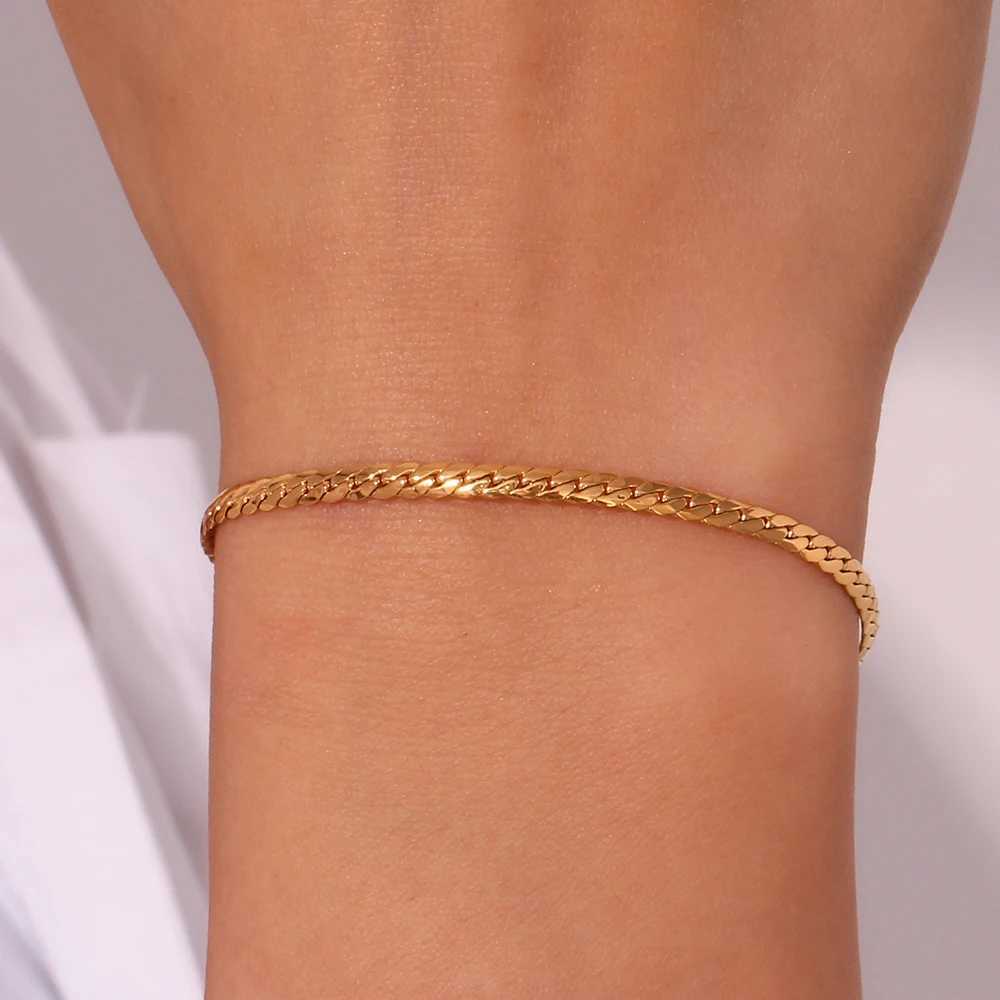 New In Minimalist Encrypted NK Chain 18K Gold Plated Bracelet High-End Stainless Steel Waterproof Daily Jewelry WomanX240913