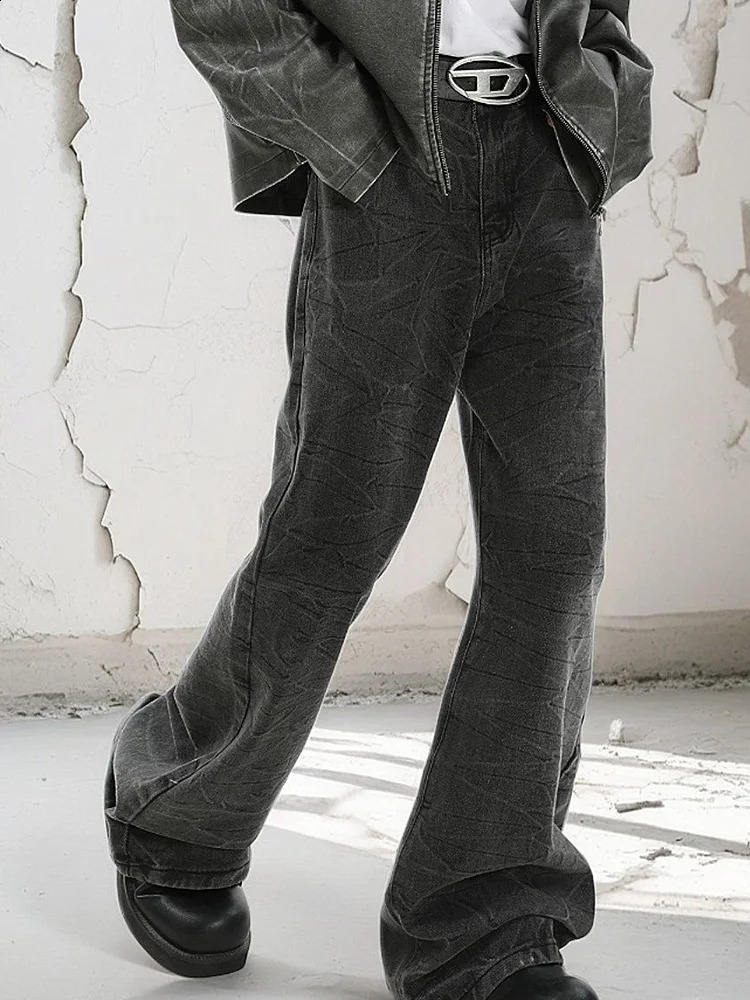 Size S-3XL America Summer Mens Wide Leg Camouflage Stacked Jeans Trend Straight Baggy Denim Pants Male Mid Waisted Trousers 240830