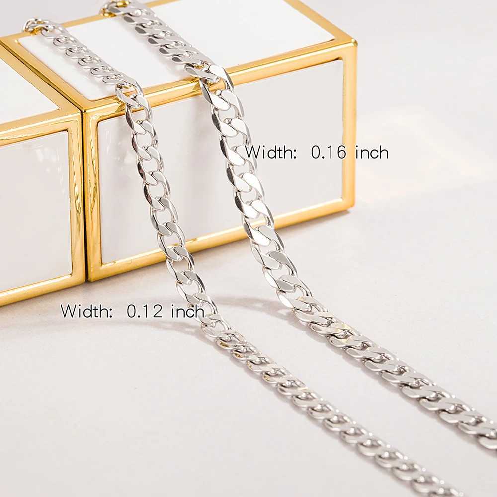 Punk Simple 925 Sterling Silver Bracelet Minimalism Link Flat Chain Bracelets Silver 3mm 4mm Bracelet Bangle Couple JewelryX240913