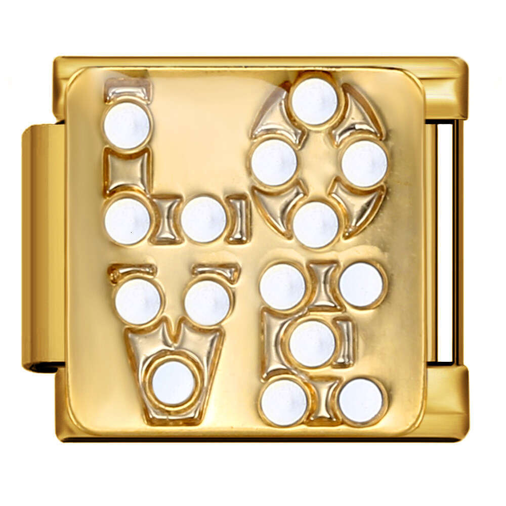 New Dia Inlaid Titanium Steel Welding Enamel DIY Module Italian Charm Bracelet Italian Charm Links Stainless Steel Fit 9mm Bracelet Jewelry DIY Making