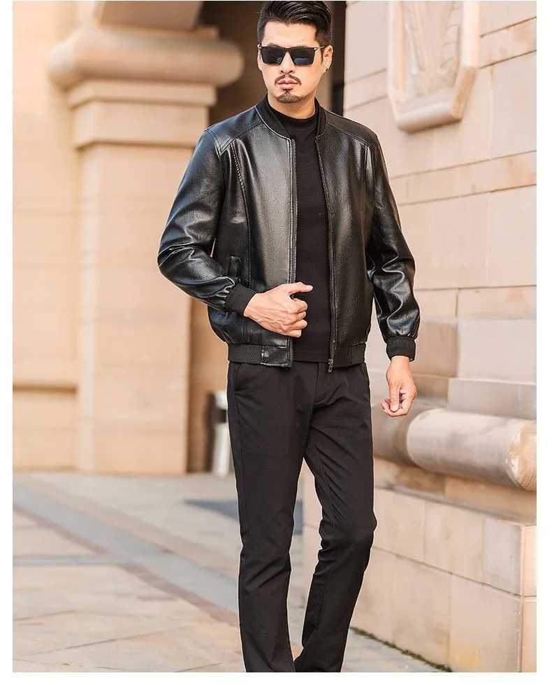 New Spring Autumn Men Slim Fit Casual Leather Jackets Good Quality Male Business Thin PU Leather Coats Mens Clothing Size 3XLX240913