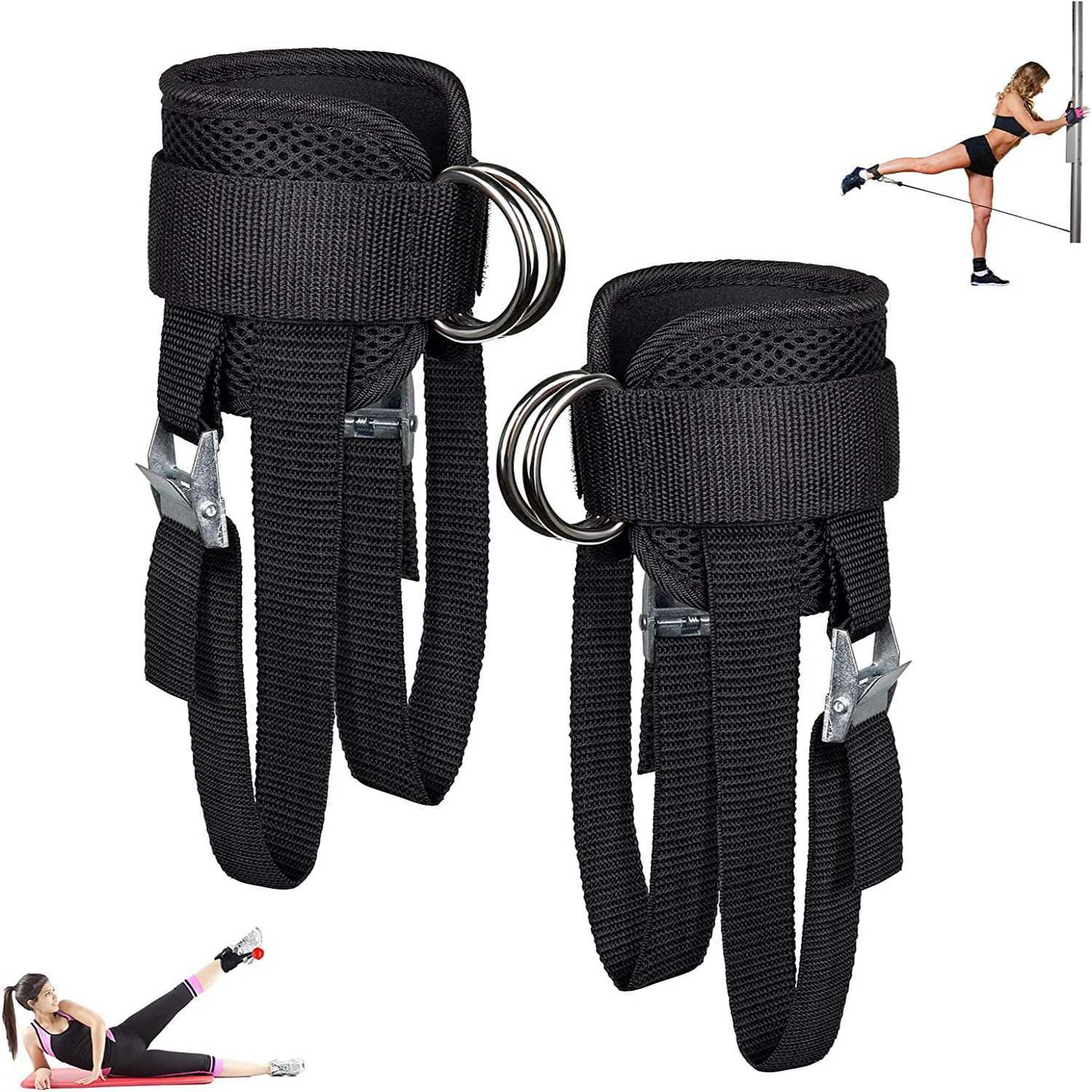 Adjustable D-Ring Ankle Straps for Gym Home Foot Support ProtectorUpgrade FitnessDumbbellGluteLegWorkout Weightlifting Y240913
