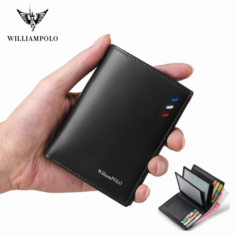 Men's Black Leather - Genuine hot Cowhide RFID Blocking Wallet for Men