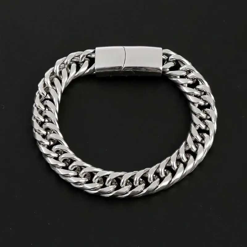 Fashion Stainless Steel Chain Bracelets Hip Hop Cuban Chains Waterproof Male Jewelry Punk Men Accessories On Hand BandX240913
