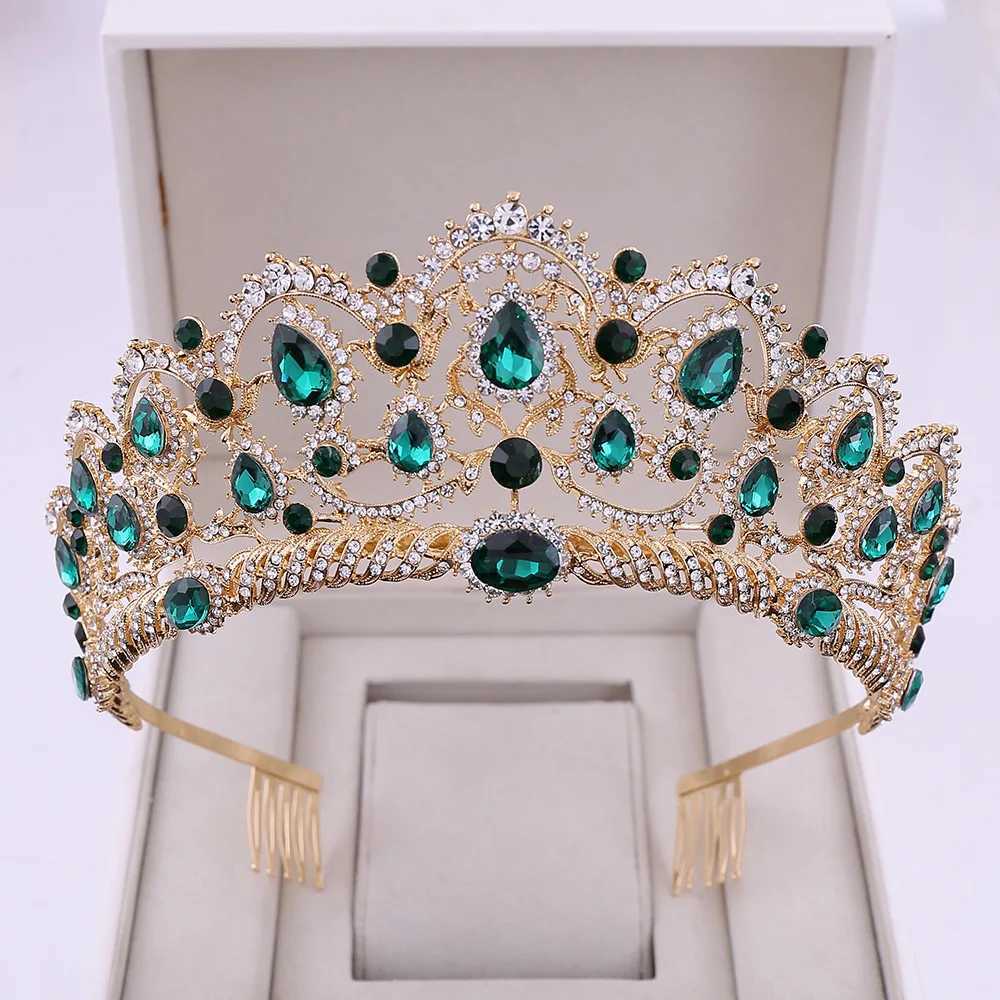 Luxury Big Rhinestone Geometric Bridal Tiaras Crown Baroque Crystal Pageant Prom Diadem Bride Headbands Wedding Hair AccessoriesX240913