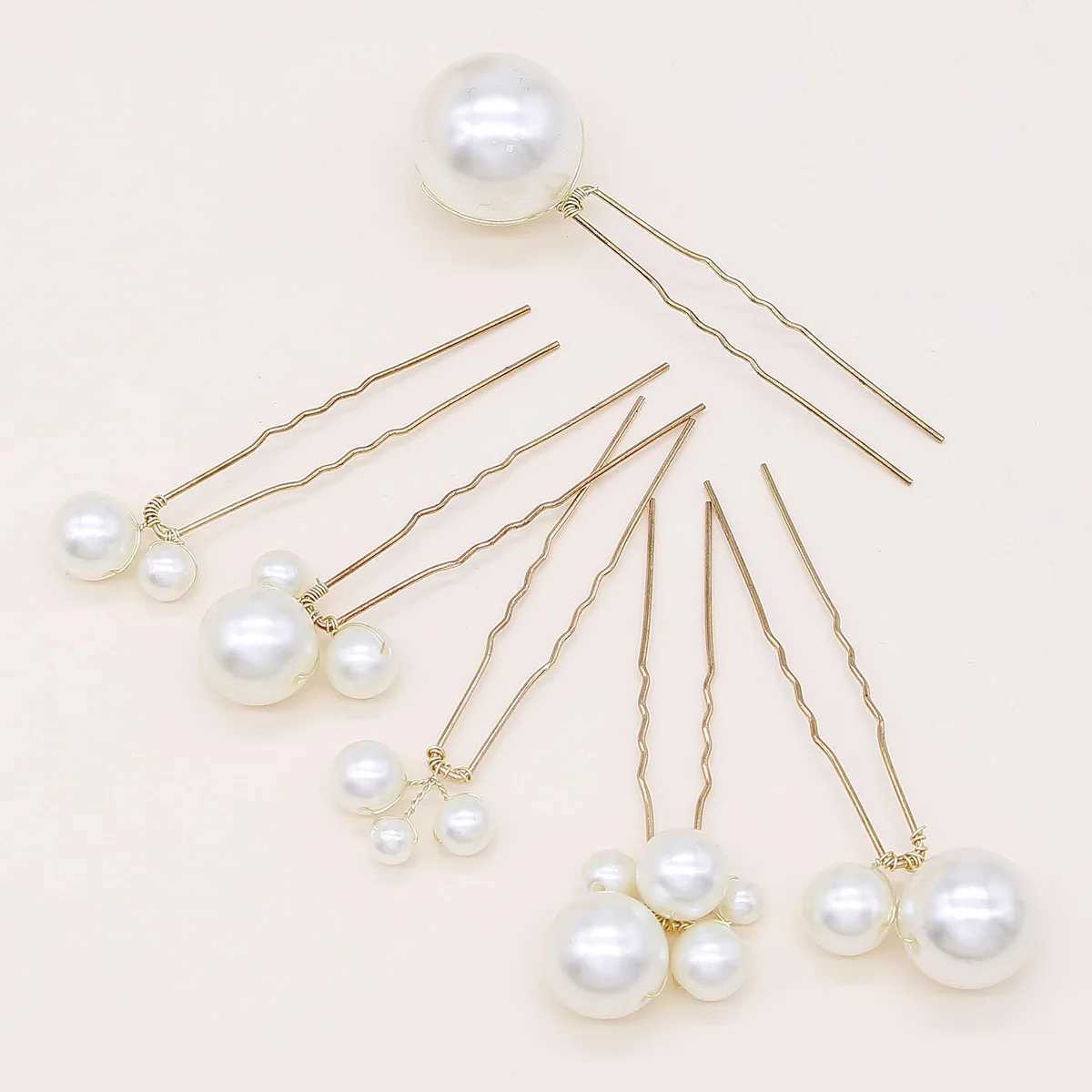 6PCS Fashion Womens White Pearl Alloy U-shaped Hairpin Bridal Wedding Hair Accessories Jewelry HeadpieceX240913