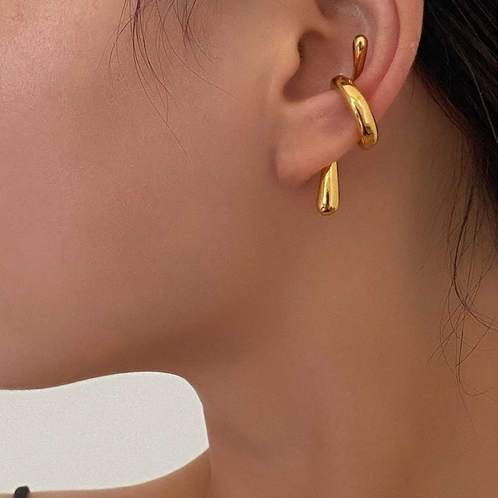 Ear Cuffs Gold Color Women Clip on Earrings Hoop Boho 2024 Trend New Fashion Simple Vintage Luxury Designer Y2k Accessories GothX240913