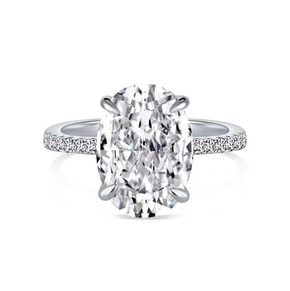 Band Rings Sparkling oval laboratory diamond ring 925 sterling silver engagement and wedding ring womens commitment party finger strap gift J240909