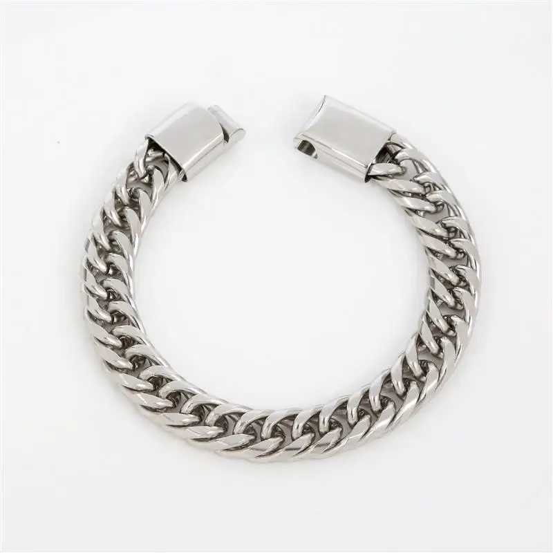 Fashion Stainless Steel Chain Bracelets Hip Hop Cuban Chains Waterproof Male Jewelry Punk Men Accessories On Hand BandX240913