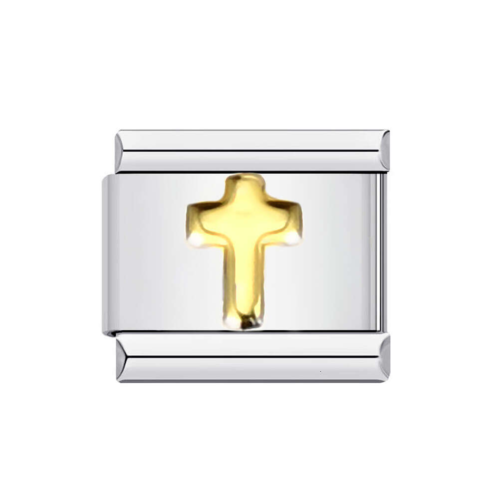 Titanium Gold-Plated Stamping Pattern Enamel DIY Bead Bracelet Italian Charm Links Stainless Steel Fit 9Mm Jewelry Making Gifts