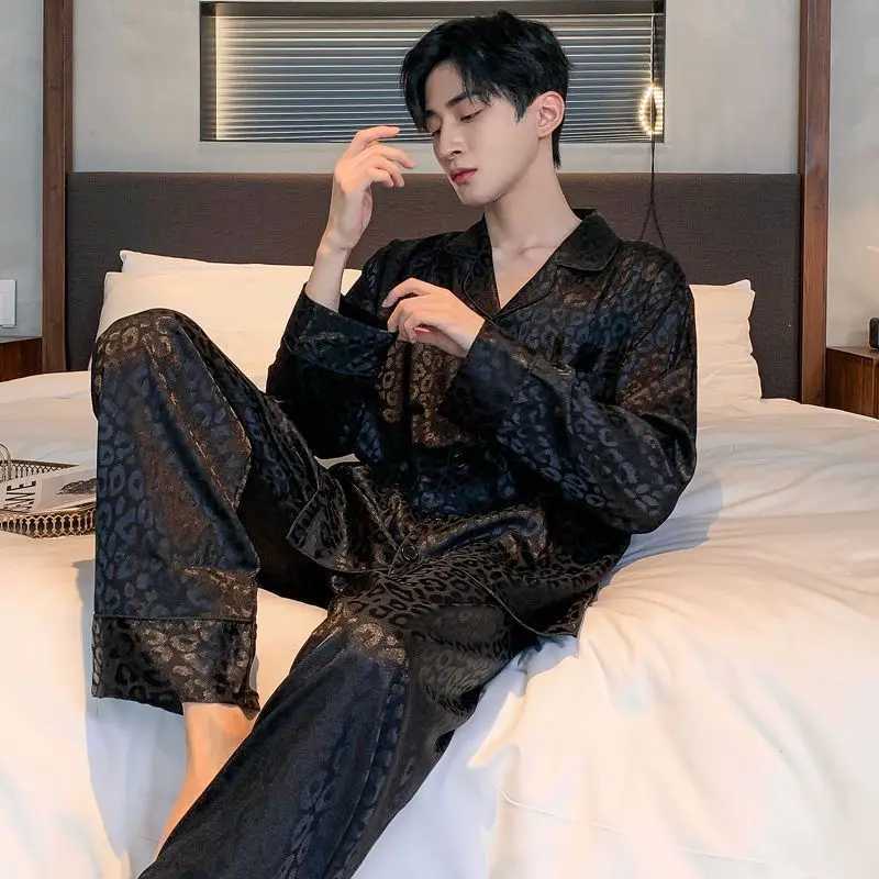 Men Fashion Button Pyjamas Sets Men Long Sleeve Solid Casual Sleepwear Pajamas Set Men Soft and Comefortable Nightwear Suit Y240913
