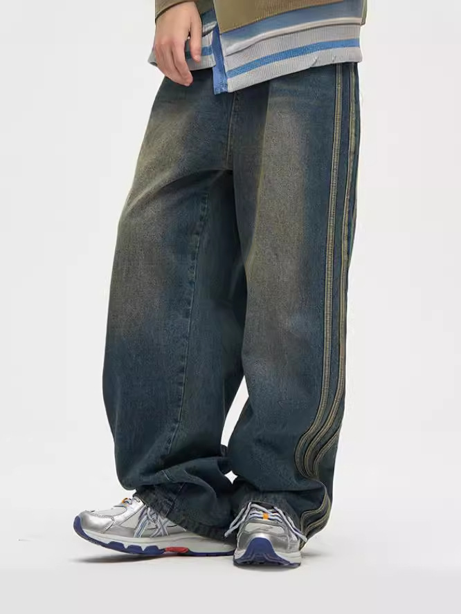 2025 S Fashion Designer Men S Loose Fitting Jeans With Yellow Ing A Fashionable And Comfortable Bottoms
