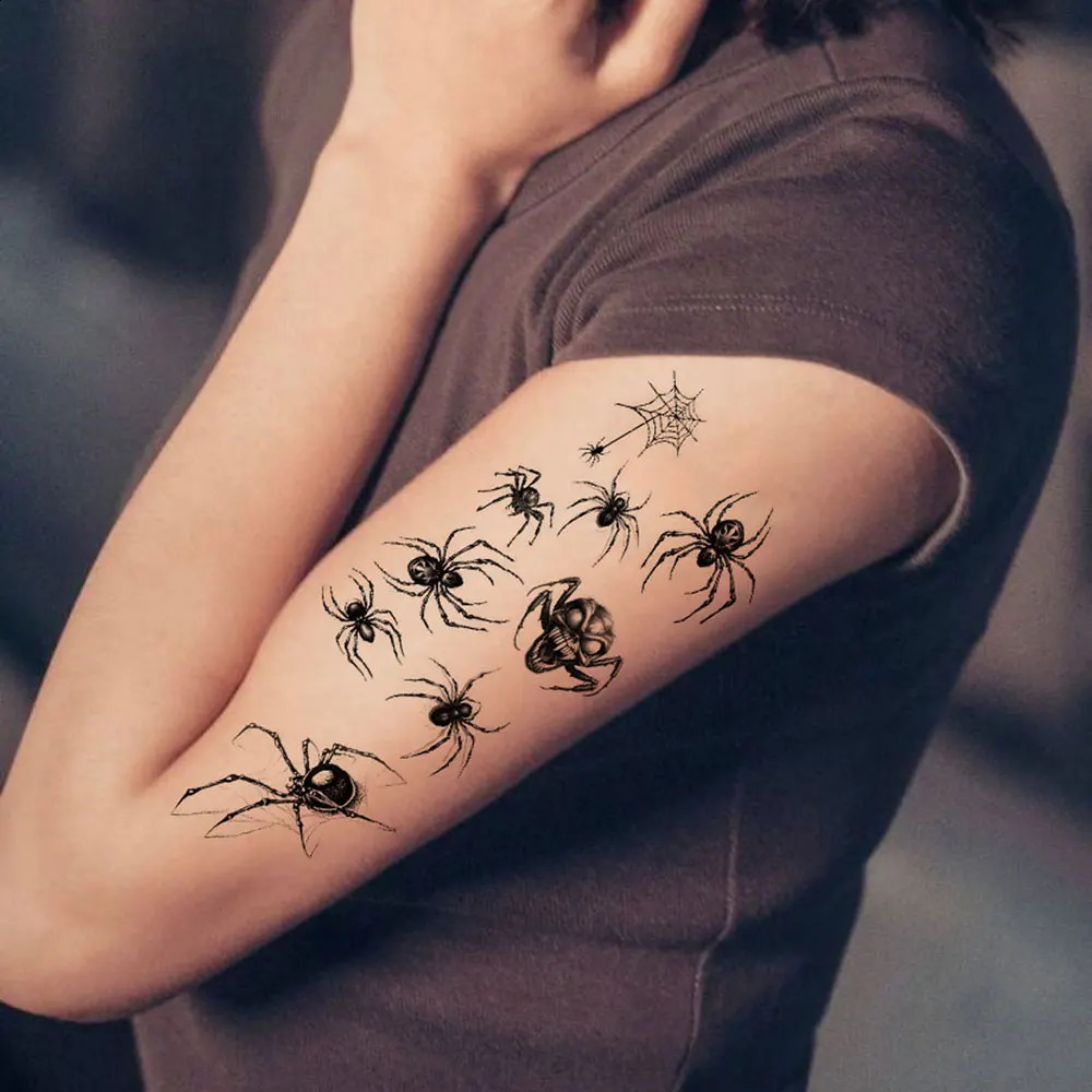 10pcs Spider Web Tattoo Stickers for Halloween Disposable Temporary Tattoos For Men Women Face Makeup Body Decr for Children 240910