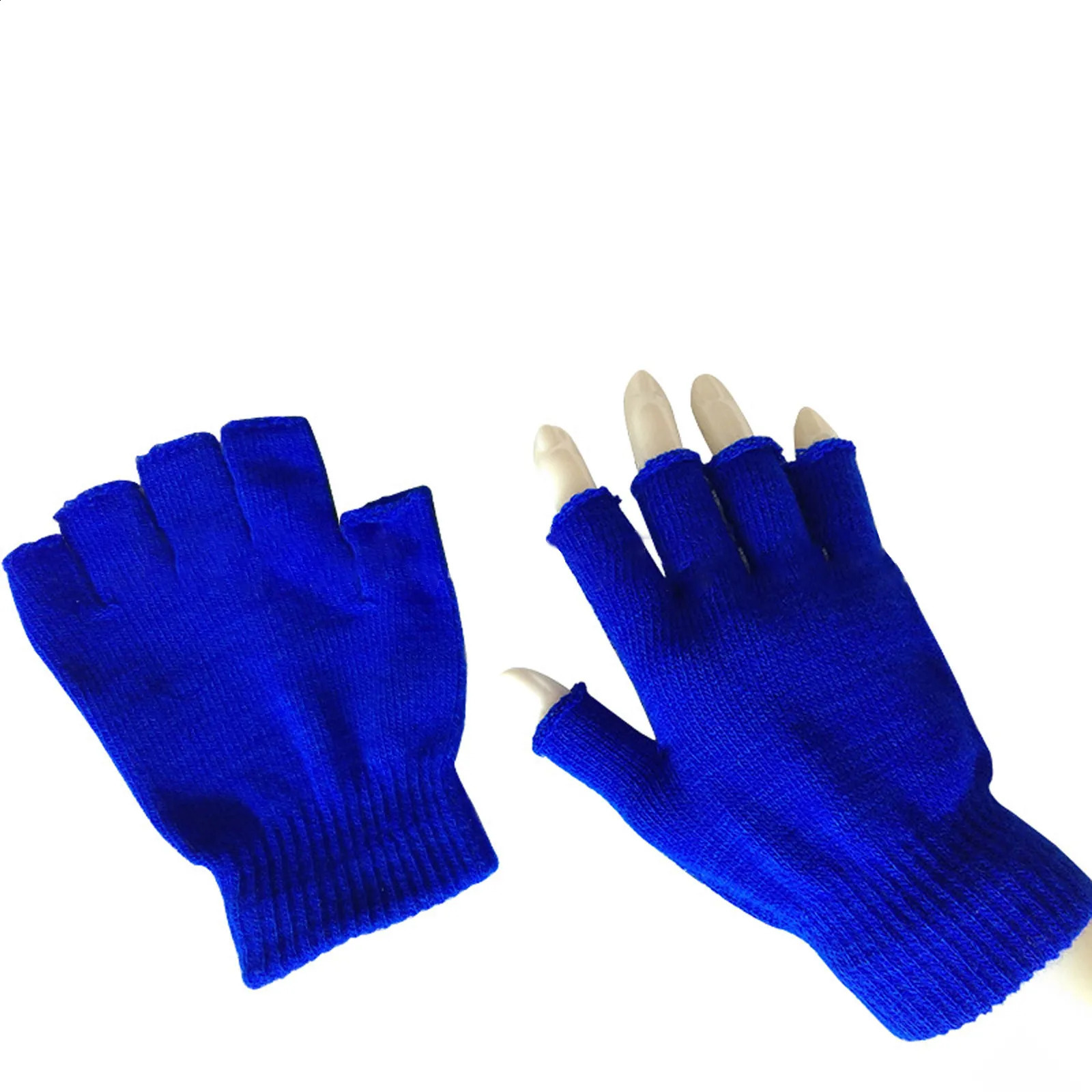 Winter Color MenS And WomenS Warm Gloves Solid HalfFinger Knitted Mitten Accessories 240906