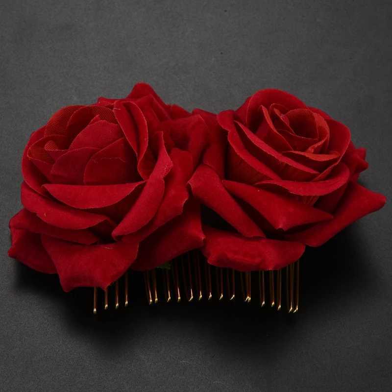 Rose Flower Hair Clip Slide Flamenco Dancer Pin Flower Brooch Lady Hair Styling Clip Hair AccessoriesX240913