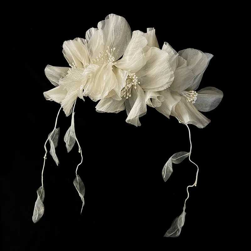Super Immortal Scalded Crepes Flower Bridal Headwear New Wedding hair AccessoriesX240913