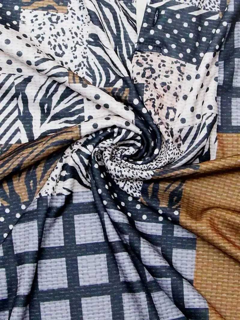 Mens casual long sLeeved lapel shirt with retro checkered pattern mens fashionable shirt W240913