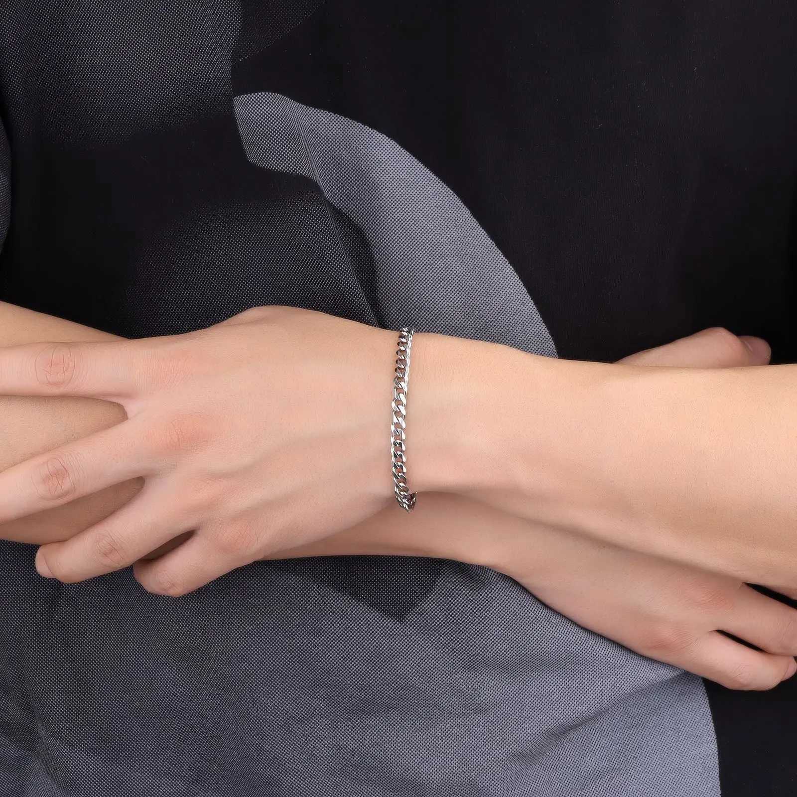 New 7mm Colorful Stainless Steel Cuban Chain Handmade Bracelet For Men Women Punk Goth Charm Hand Chain Bracelets Jewelry Gift XJ250707