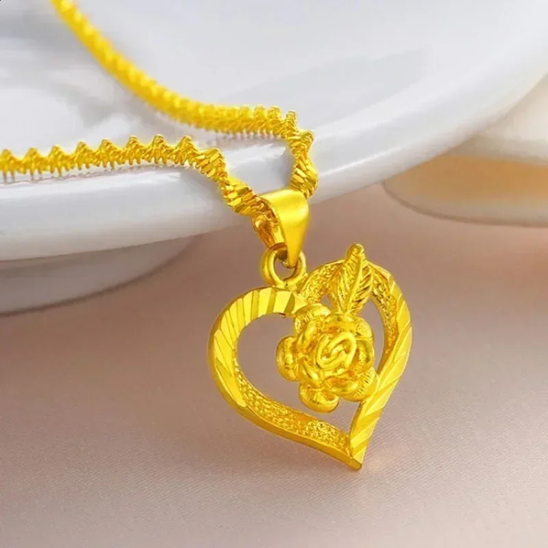 24K solid gold necklace AU750 fashion and versatile chain clavicle 999 pendant as a gift for your girlfriend 240912