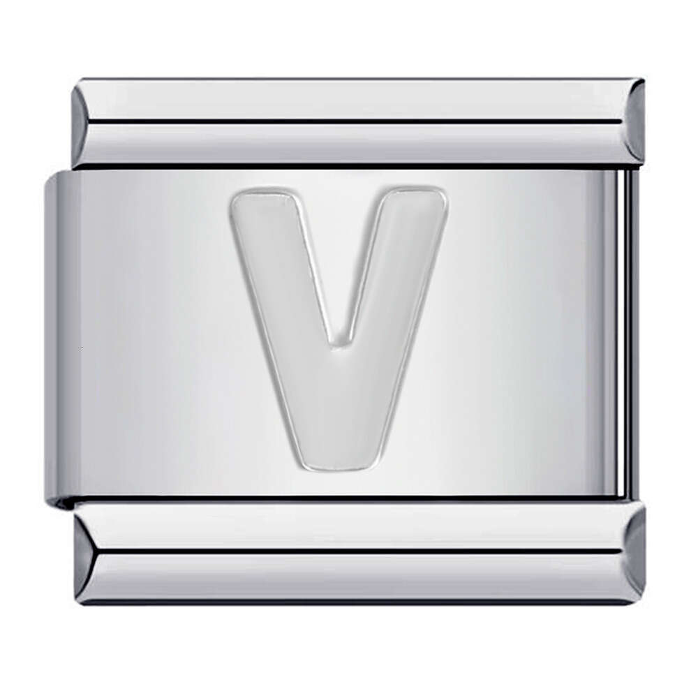 New Titanium Steel Sier Concave 26 English Letter Italian Module Bracelet DIY Italian Charm Links Stainless Steel Fit 9Mm Bracelet Jewelry DIY Making 