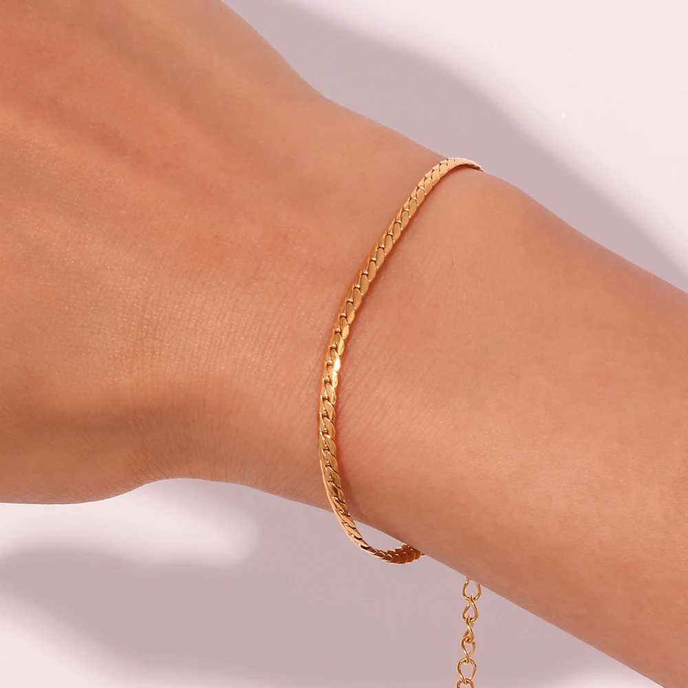 New In Minimalist Encrypted NK Chain 18K Gold Plated Bracelet High-End Stainless Steel Waterproof Daily Jewelry WomanX240913