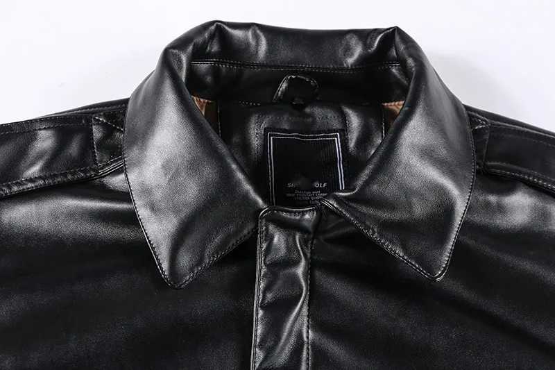 Mens Winter Thick Bomber Flight Leather Jacket Male Skin Biker Motorcycle Outwear Coats Soft Air Force Pilot Leather JacketsX240913