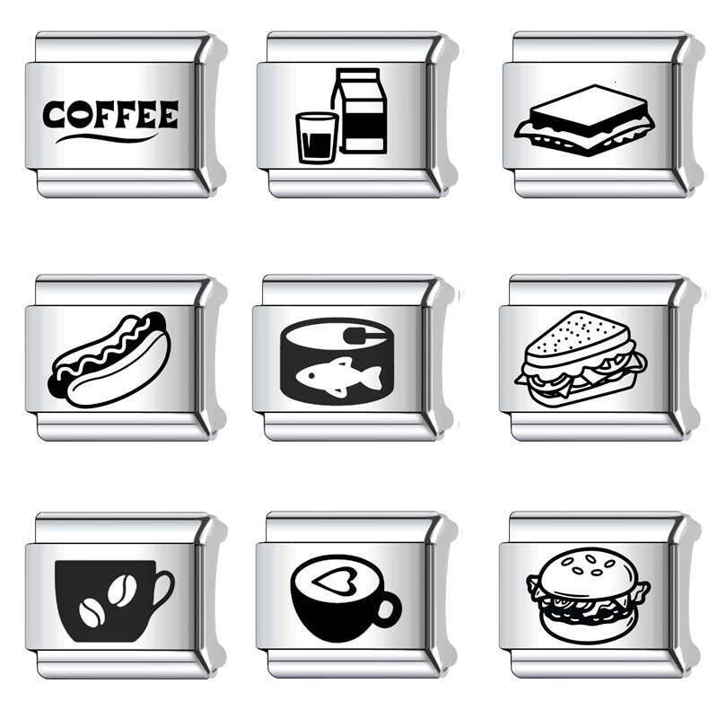 2024 New Women's Gift Coffee Drink Bead Italian Charms Links Beads Fit 9Mm Stainless Steel Bracelet Making Jewelry