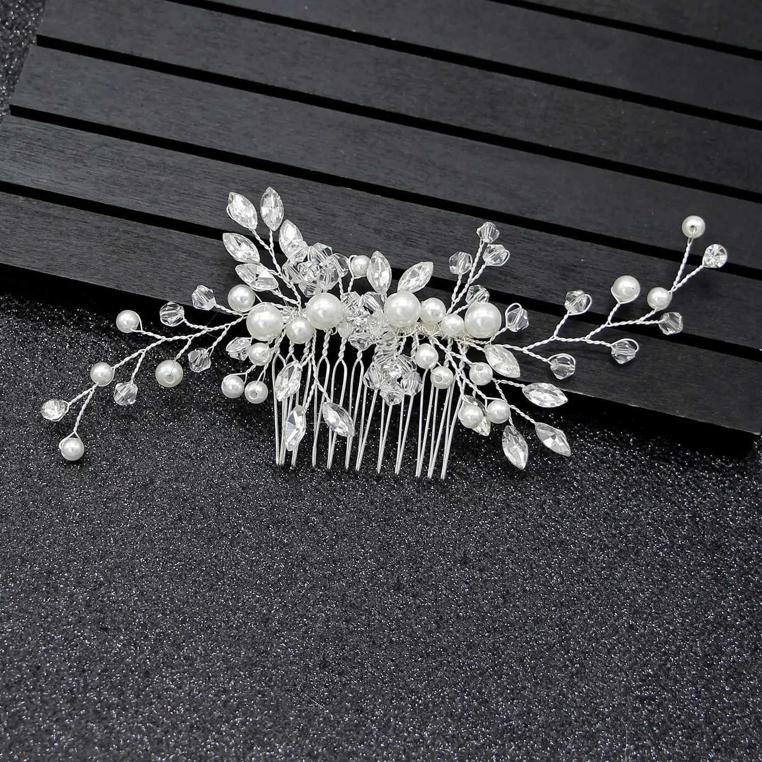 Crystal Bride for Women Bridal Wedding Hair Accessories Pearl Flower Headband Handmade Hairband Beads Hair Comb DecorationX240913