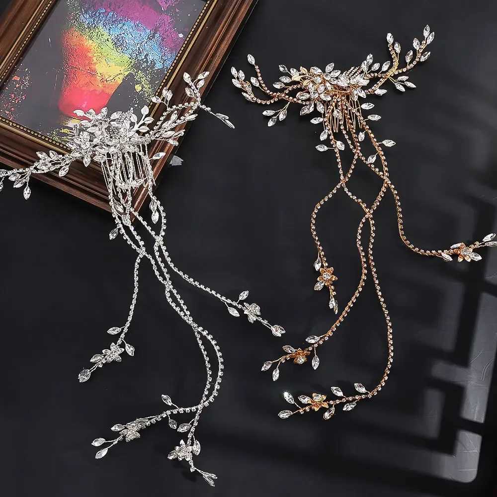 Wedding Hair Comb Accessories Crystal Pearl Hair Belt Wedding Bridal Hair Ornament Jewelry Bride Long Headdress HeadbandsX240913