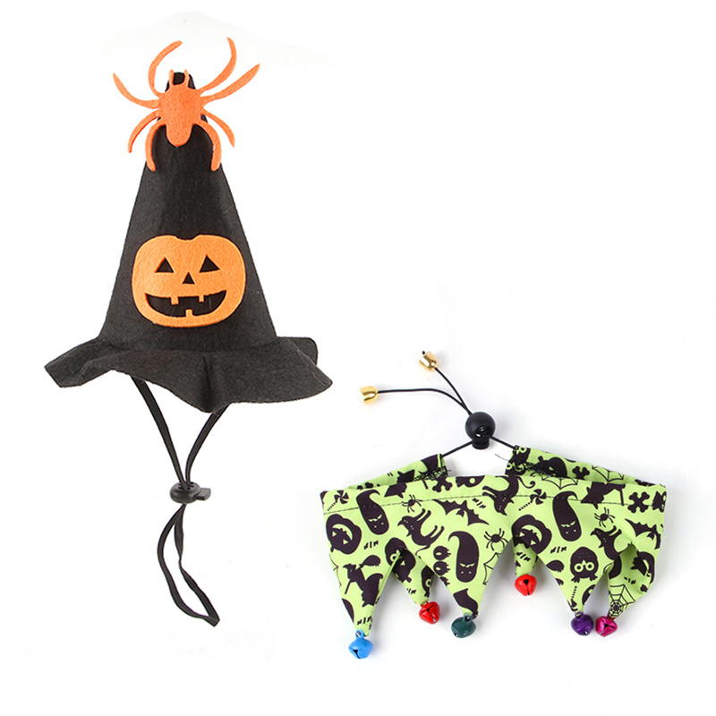 Cat Witch Halloween Costume Suit Small Dogs & Cats Tutu Collar and Witch Pumpkin Hat Cute Costume Suit Kitten Outfit Clothing