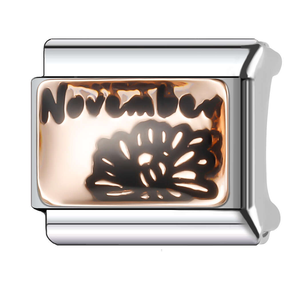 New Women's Gift rose gold flowers Bead Italian Charms Links Bangle Beads Fit 9mm Stainless Steel Bracelet Making DIY For Women Fashion Jewelry