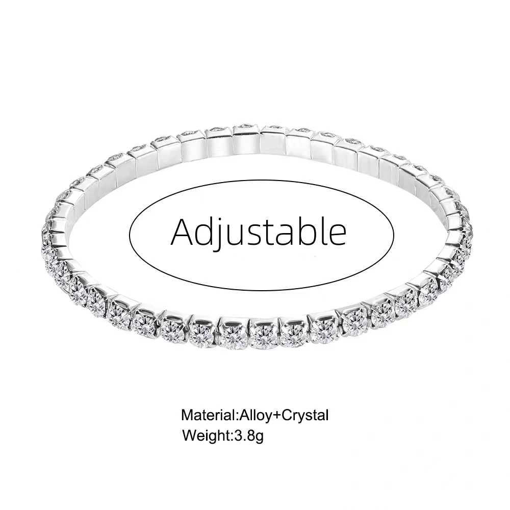 New Single Row Elastic Bracelet Crystal CZ Bride Pulseira Sparkling Bangle for Women Jewelry Best Friend Wedding Lady PulseraX240913