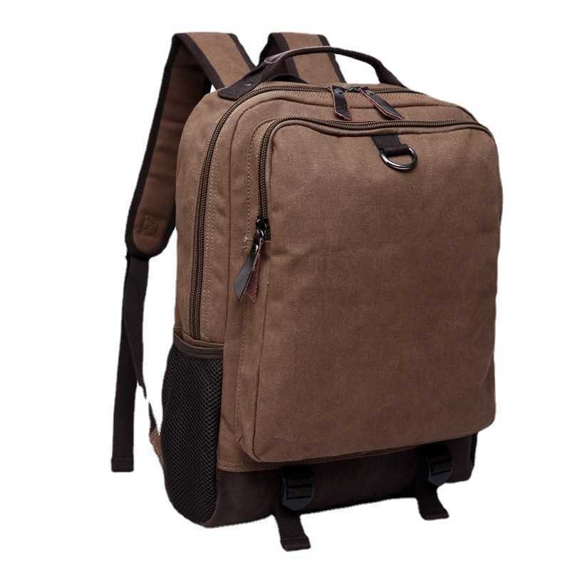 Korean casual men's bag multi compartment Canvas Backpack men's backpack 240915