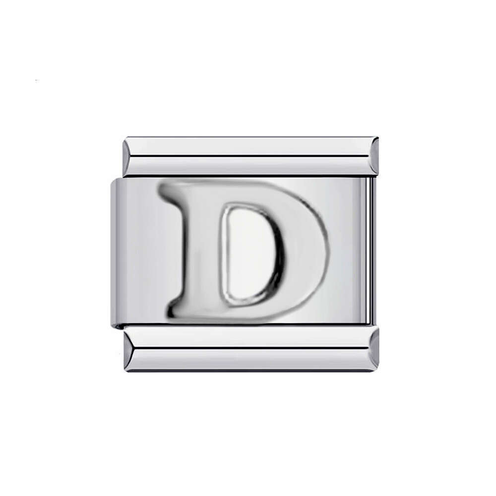 New Titanium Steel Gold Plated English Letter DIY Bead Italian Charm Bracelet Italian Charm Links Fit 9Mm Bracelet Jewelry DIY Making Gifts