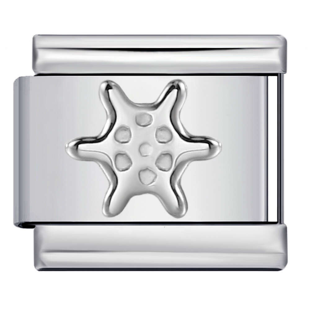 Titanium Convex Sier Stamping Pattern DIY Bead Bracelet Italian Charm Links Stainless Steel Fit 9Mm Jewelry Making Gifts