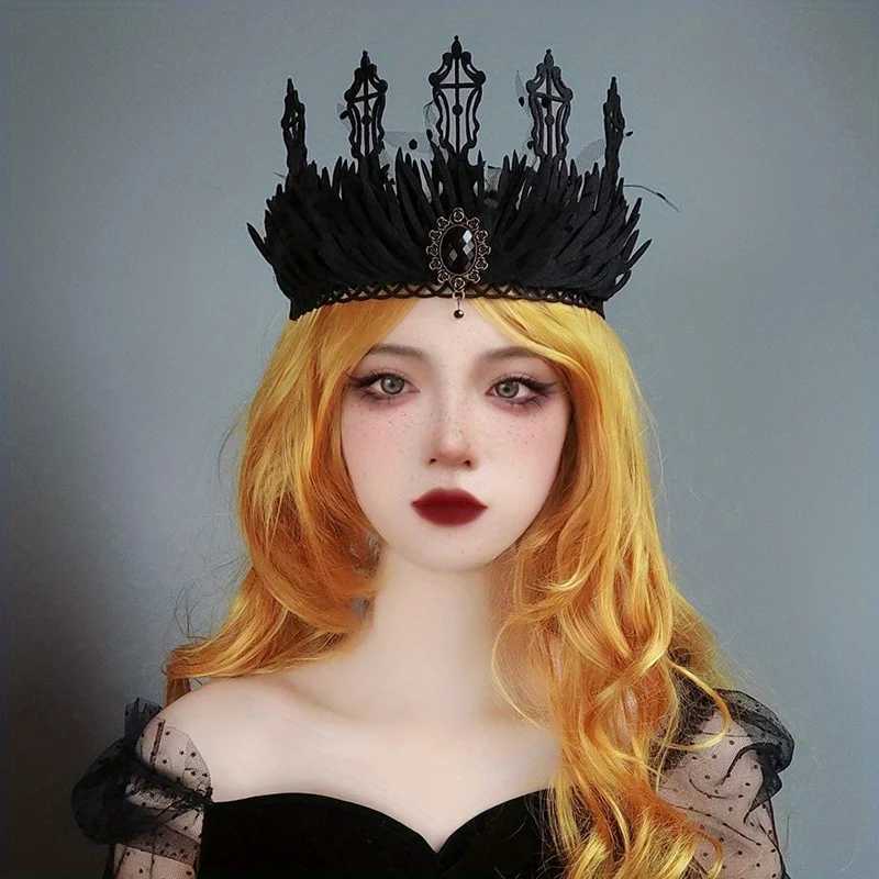 Tiaras 1PC Vintage Crown Halloween Makeup Ball King Princess Witch Head Gothic Style Accessories Headwear H240913