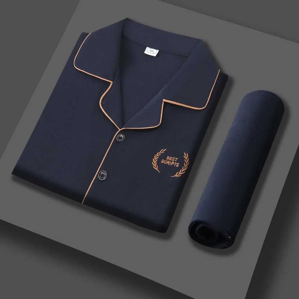 New 2024 Mens Summer Casual Sleepwear Pajama Sets Cotton Short Sleeved Night Clothing Pyjamas Suit Male Loose Home-wear Sets Y240913