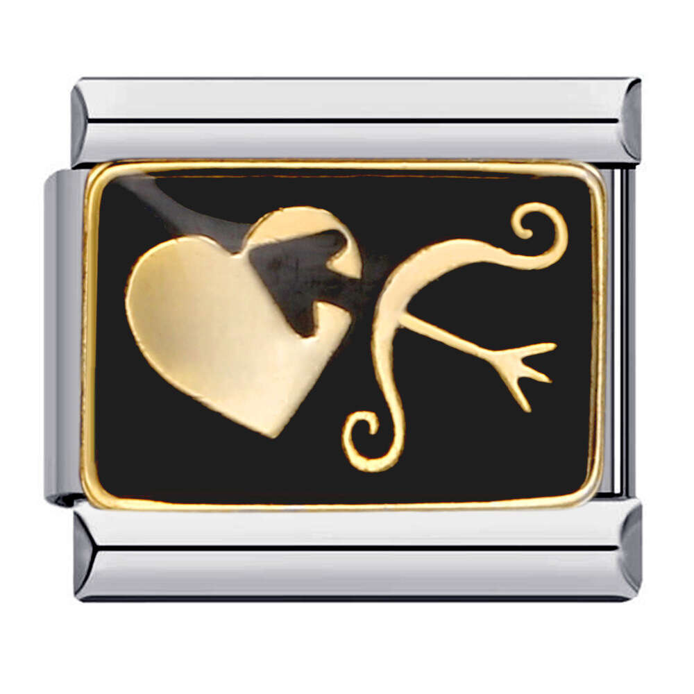 Black Gold-Plated Enamel Cartoon DIY Bead With Personalized Welding Pattern Bracelet Italian Charm Links Stainless Steel Fit 9mm Bracelet Jewelry DIY 