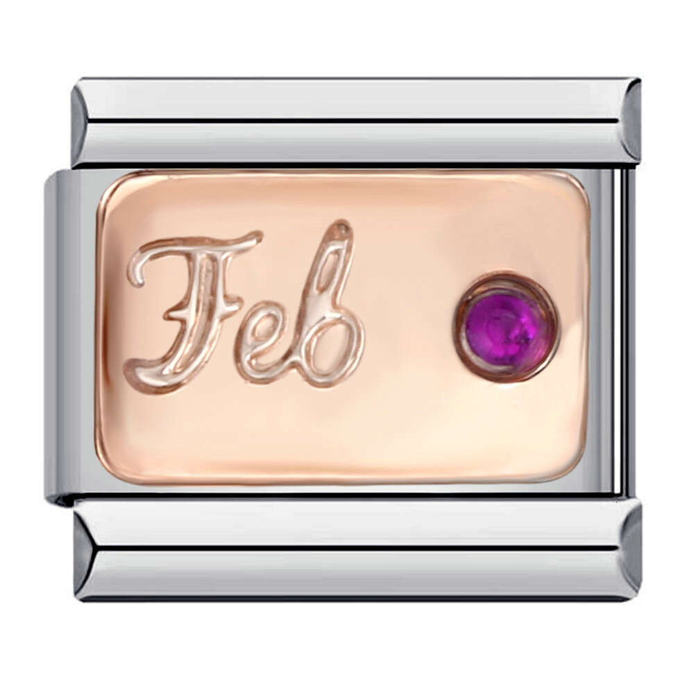 Fashion Color 12 Birthday Stone Italian Module Stainless Steel Micro Inlaid Zircon DIY Elastic Bracelet Fit 9mm Bracelet Jewelry DIY Making Gifts