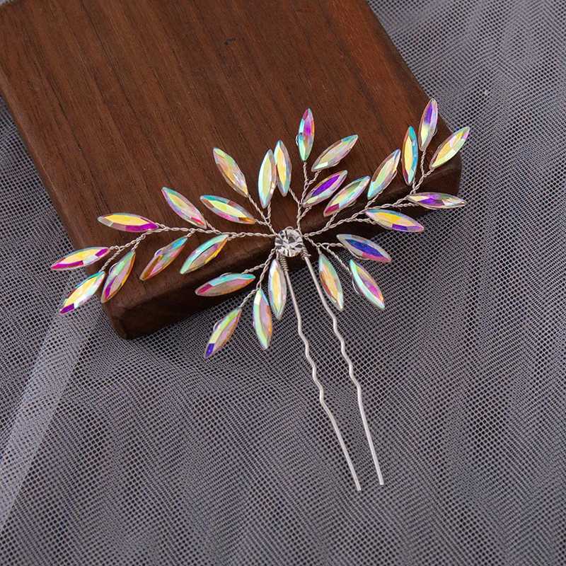 Floralbride Alloy Colorful Clear Opal Crystals Rhinestones Bridal Hair comb Pins Wedding Headpieces Women Girls Hair JewelryX240913