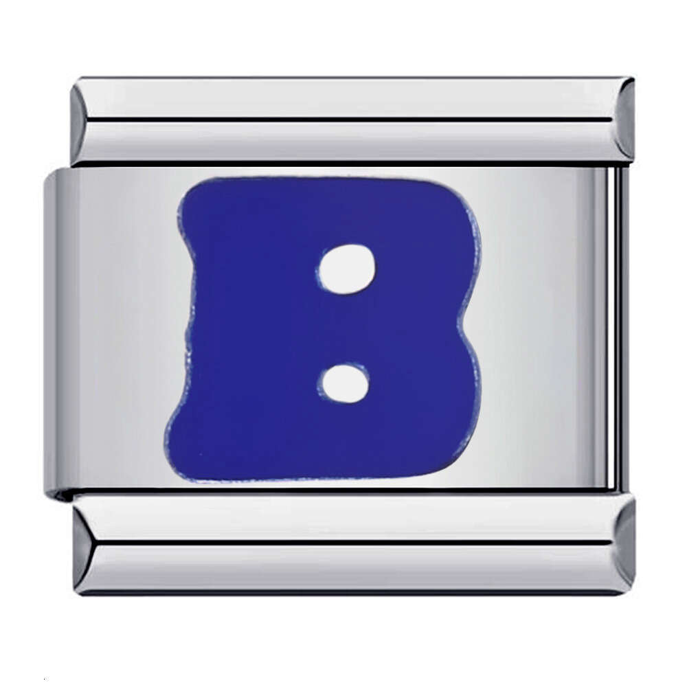New Titanium Steel Blue English Letter DIY Beads Italian Charm Bracelet Italian Charm Links Stainless Steel Fit 9mm Bracelet Jewelry DIY Making Gifts