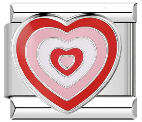 New Love Element Bead Titanium Gold Plated Enamel DIY Welding Pattern Bracelet Accessories Italian Charm Links Stainless Steel Fit 9Mm Jewelry Making 