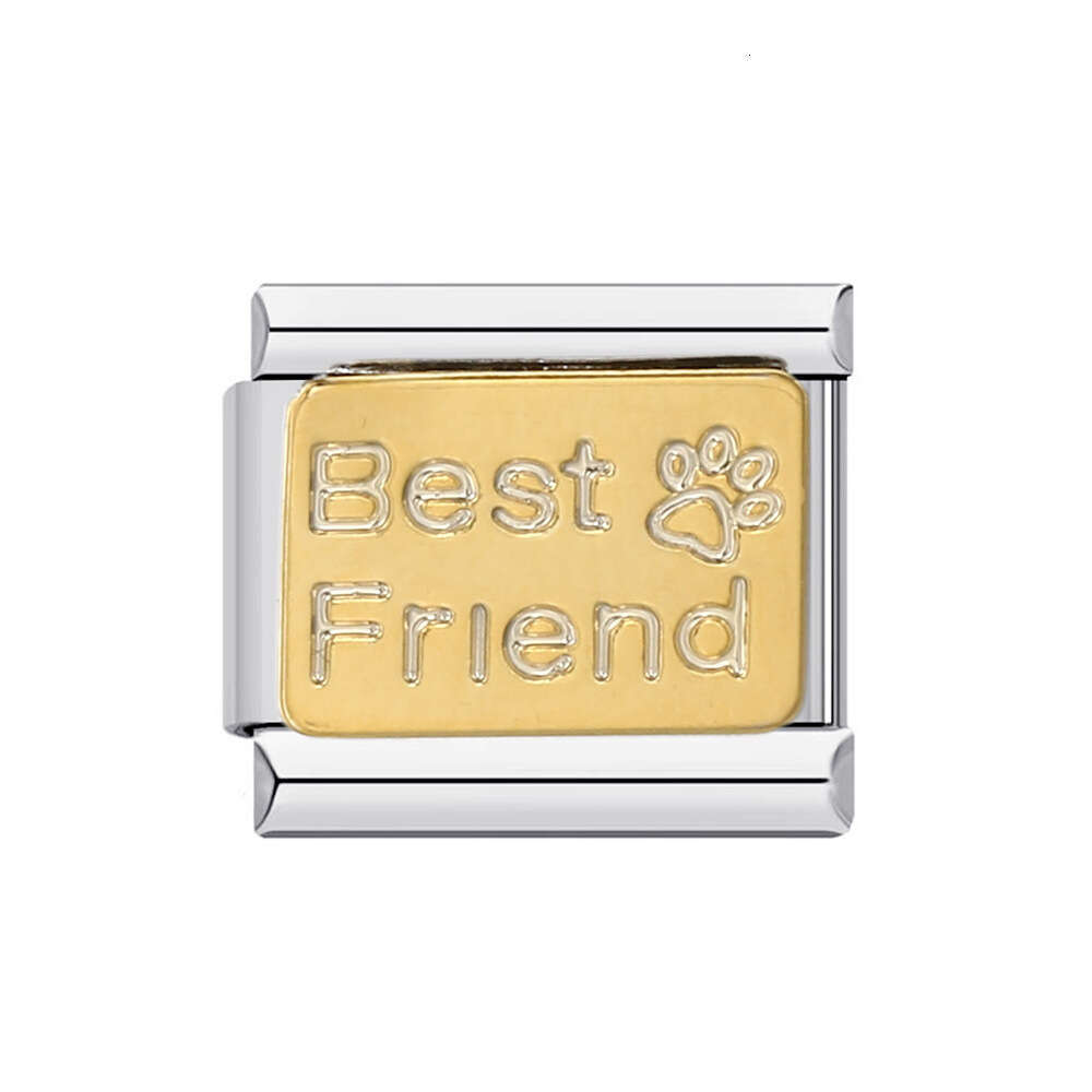 Friendship Series Titanium Steel Gold Plated Welding DIY Bead Italian Charm Bracelet Italian Charm Links Fit 9Mm Bracelet Jewelry DIY Making Gifts